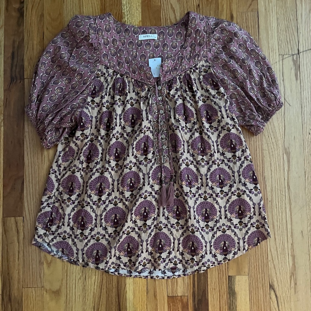 Spell & the Gypsy Chateau Blouse Grapes Top XS